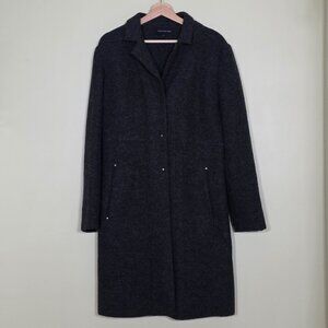 Jones New York Boiled Wool Coat Womens 14 Gray Heathered LS Minimalist Lagenlook